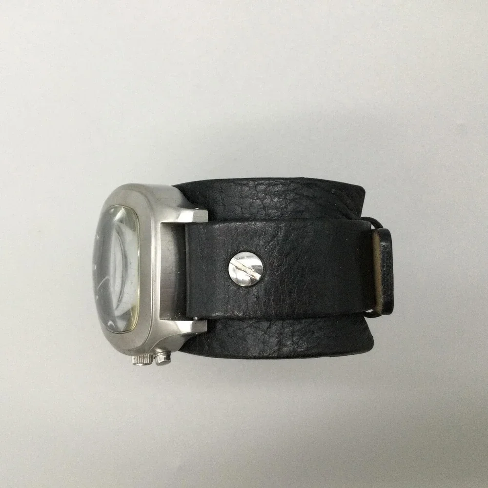 Fossil Big Tic Mens Watch 39mm Green Blue Dial Steel Black Leather New Battery